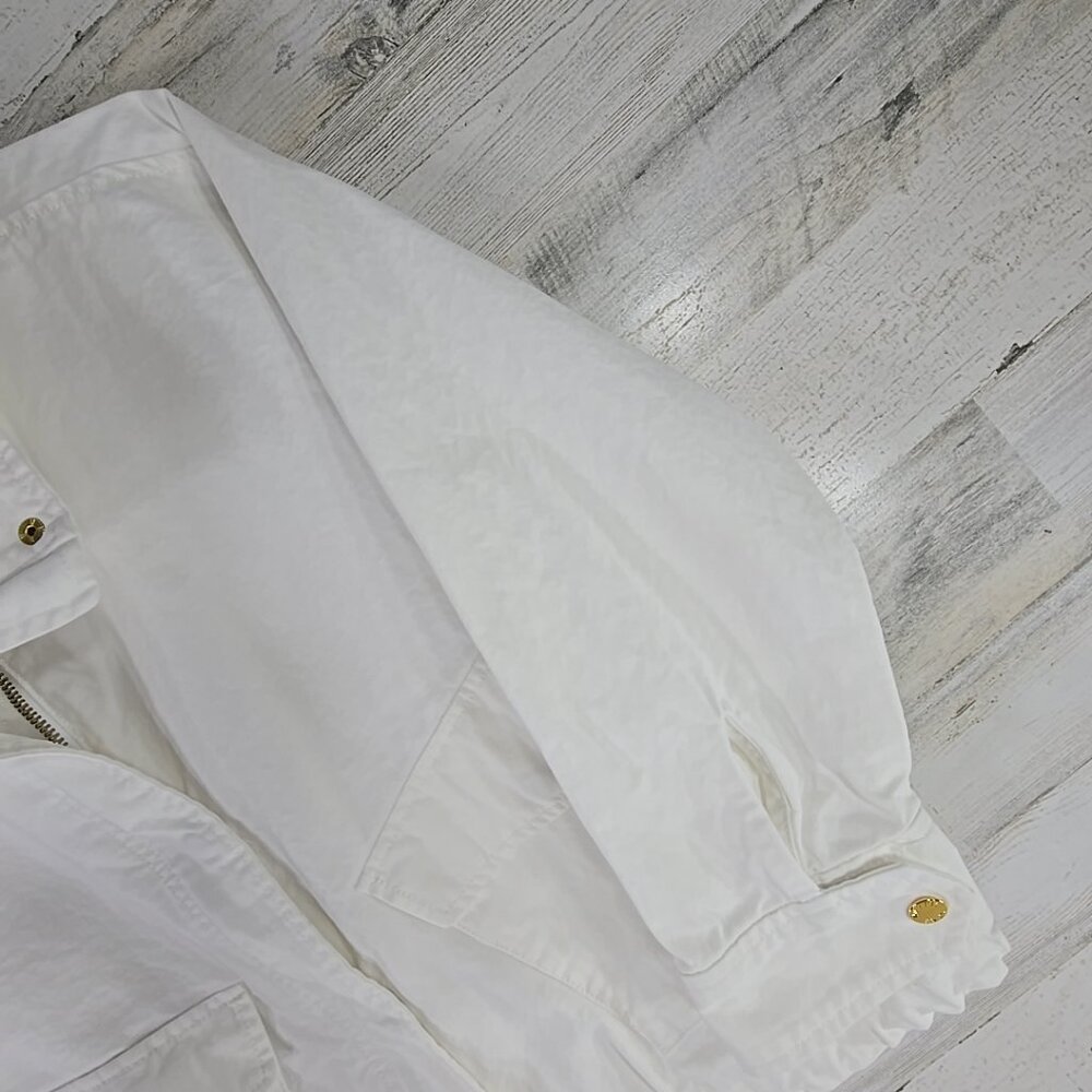 MICHAEL MICHAEL KORS WOMEN'S SIZE LARGE WHITE SNAP FULL ZIP JACKET FLAP POCKETS. - Picture 5 of 16